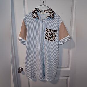 Entro Leopard Print Collar Dress